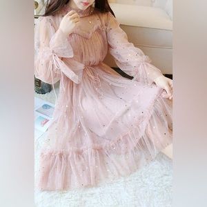 Star sequin mesh dress